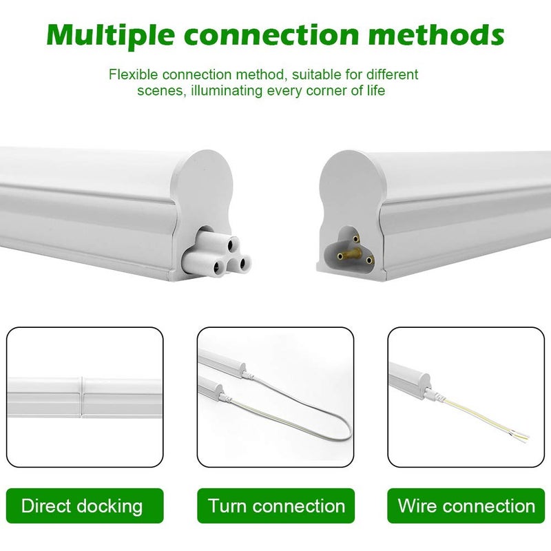 LightingWill LED T5 Integrated Fixture 3FT, Daylight White 6000-6500K, 14W, Linkable Shop Light and Under Cabinet Light, Corded Electric with Built-in ON/Off Switch, 4 Pack - Image 3